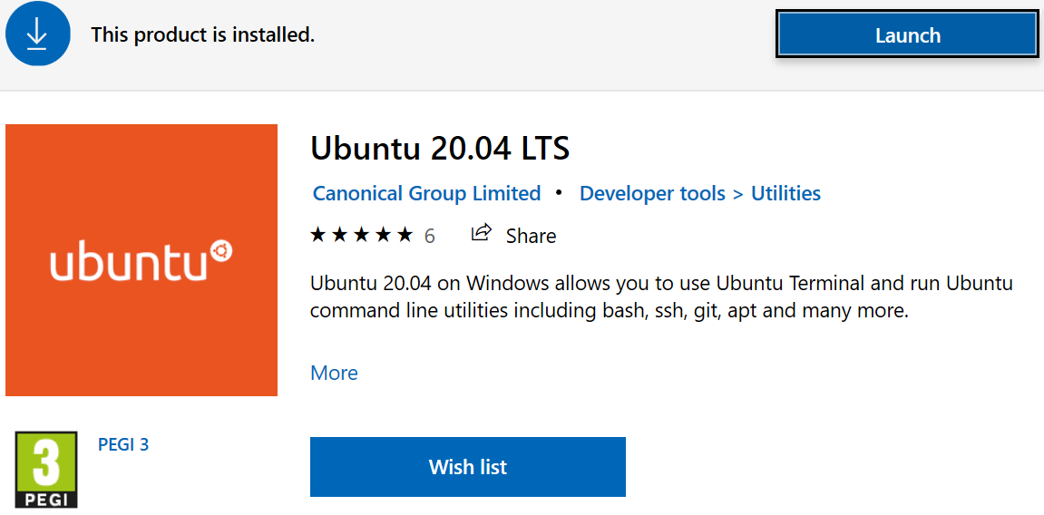 Linux na WSL2 - Ubuntu 20.04 LTS w Microsoft Store
